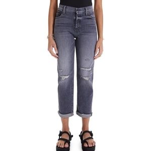 MOTHER The Scrapper Cuff Ankle Fray Jeans In Unstitched In The Dark Size 25 NWT
